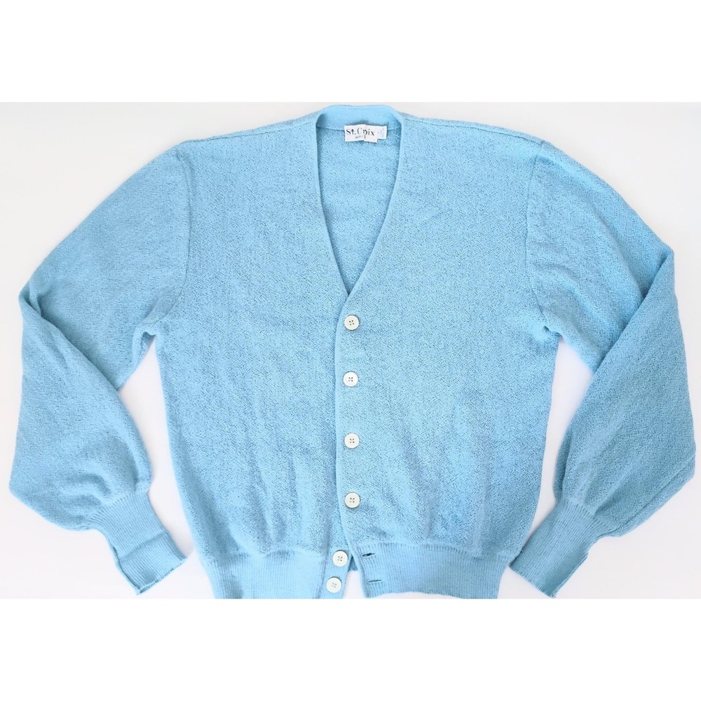Vintage St Croix Cardigan Sz XL Light Blue Quanpaca Wool Golf Luxury Sportswear